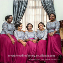 Vestido De Festa 2016 dentelle africaine fait sur mesure robes de demoiselle d&#39;honneur pour mariage Robe de demoiselle d&#39;honneur à manches longues CWF2310